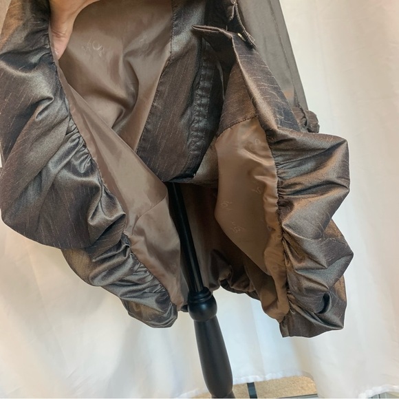 SAMUEL Dong brown bronze Belted Full Zip Water Resistant Bubble Trench Coat Sz L - Picture 8 of 16